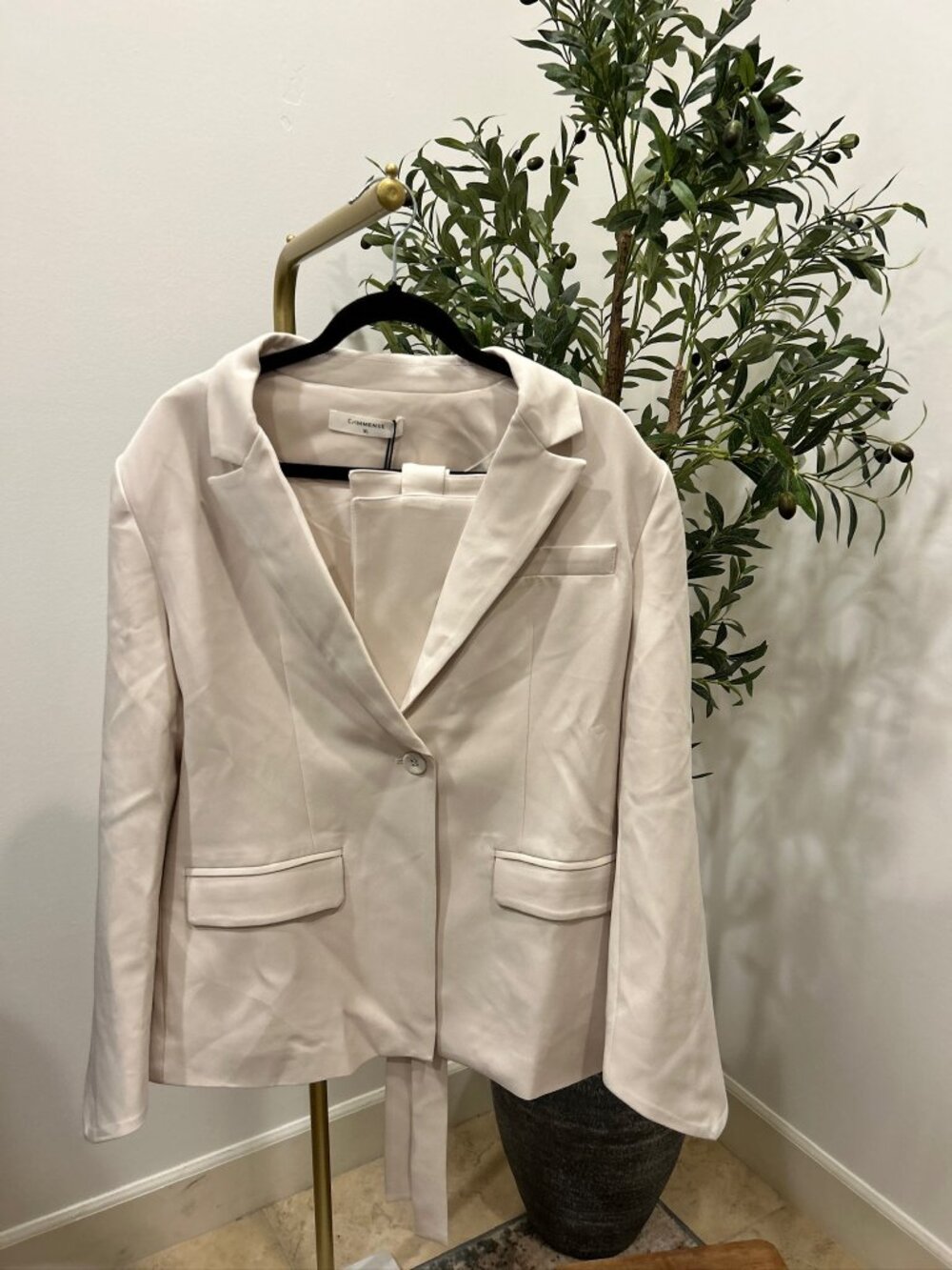 Commense Cream Belted Blazer